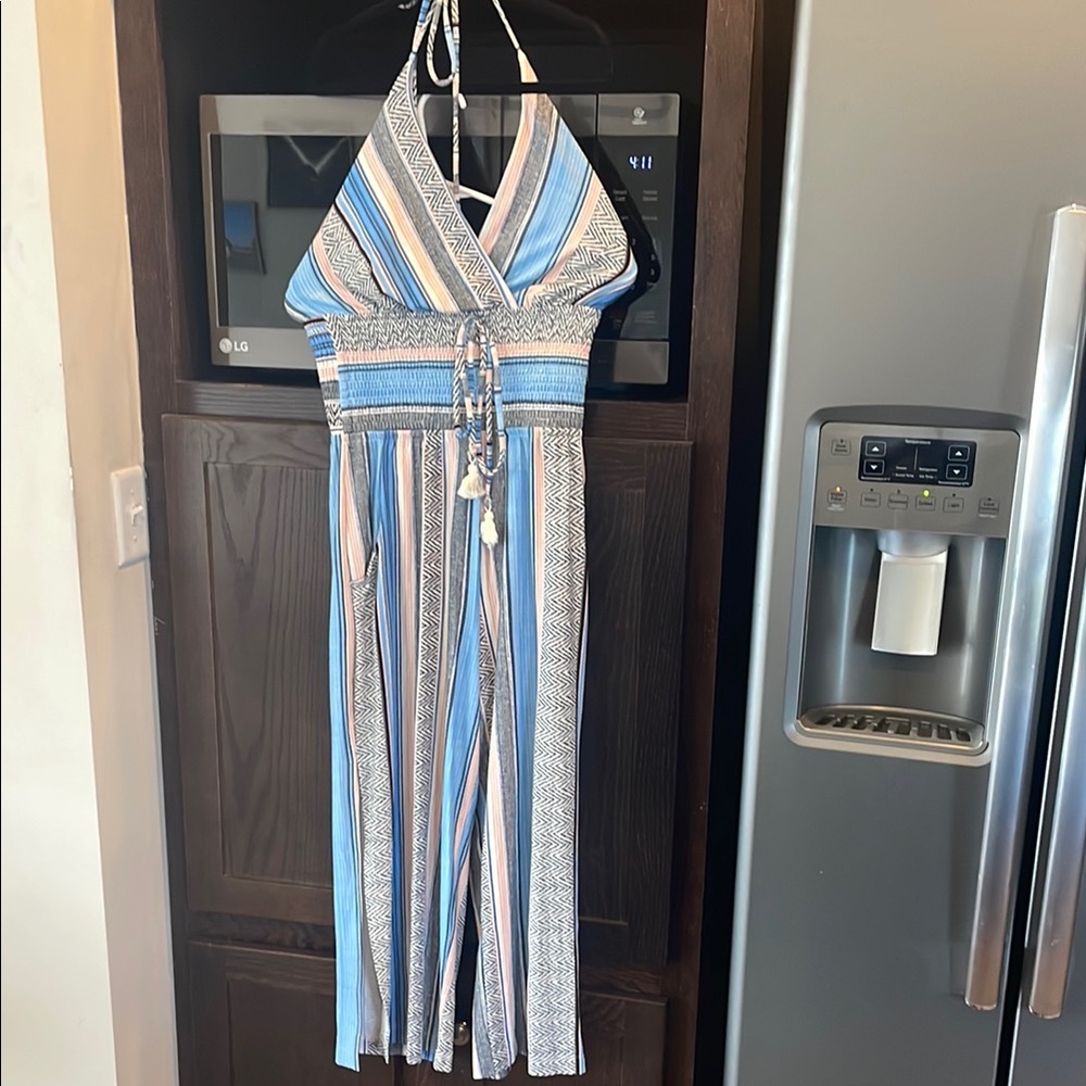 VENUS. Striped Halter Jumpsuit